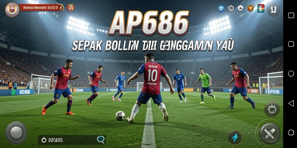 Tangkapan layar AP686 memperlihatkan aksi seru di lapangan sepak bola.
