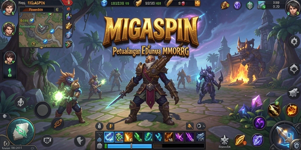 Tampilan layar utama MIGASPIN menampilkan momen intens dalam gameplay MMORPG.