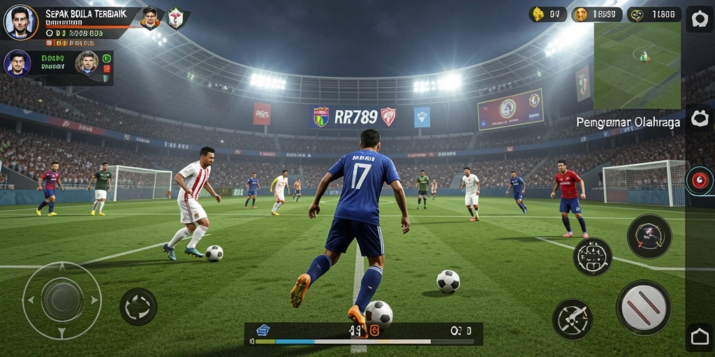 Tampilan gameplay RR789 yang seru dan mendebarkan di lapangan sepak bola.