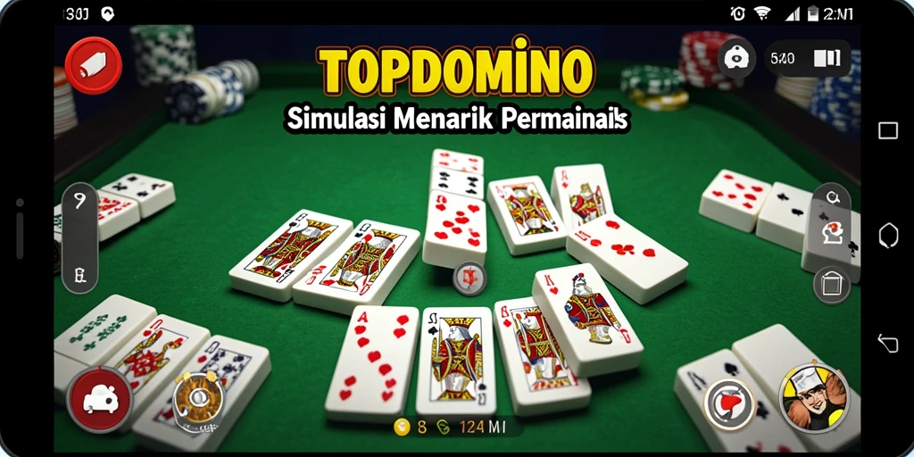 Screenshot gameplay TOPDOMINO menampilkan keseruan permainan domino secara virtual.